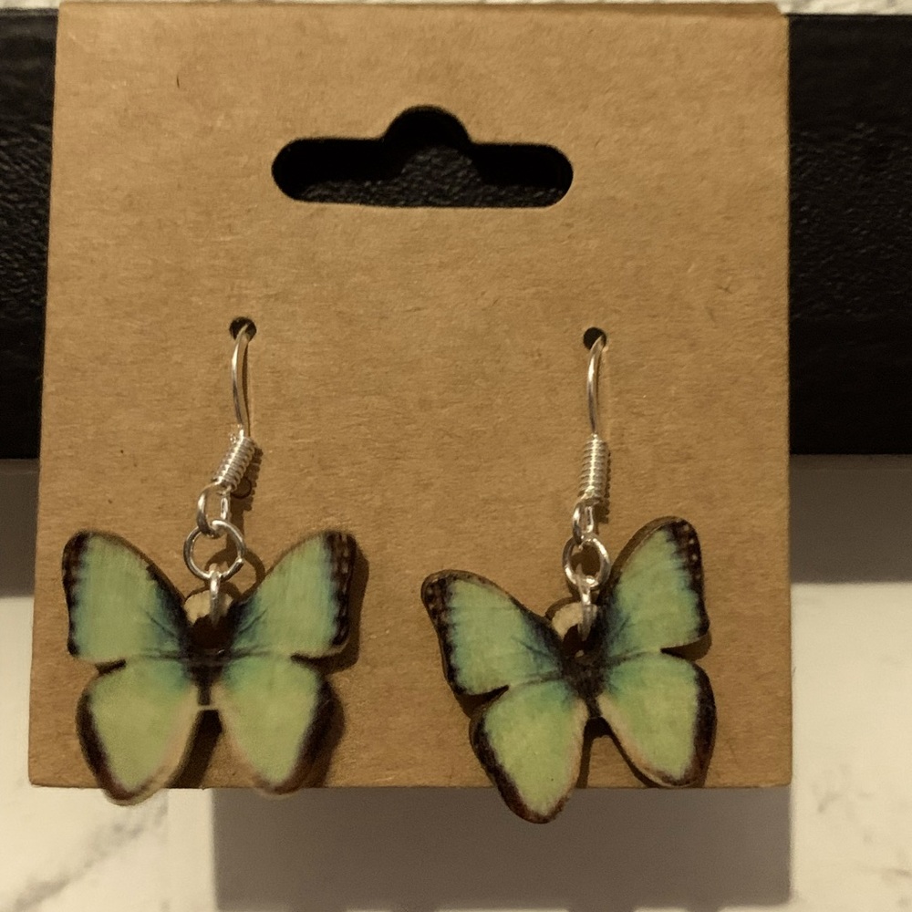 Wooden butterfly earrings